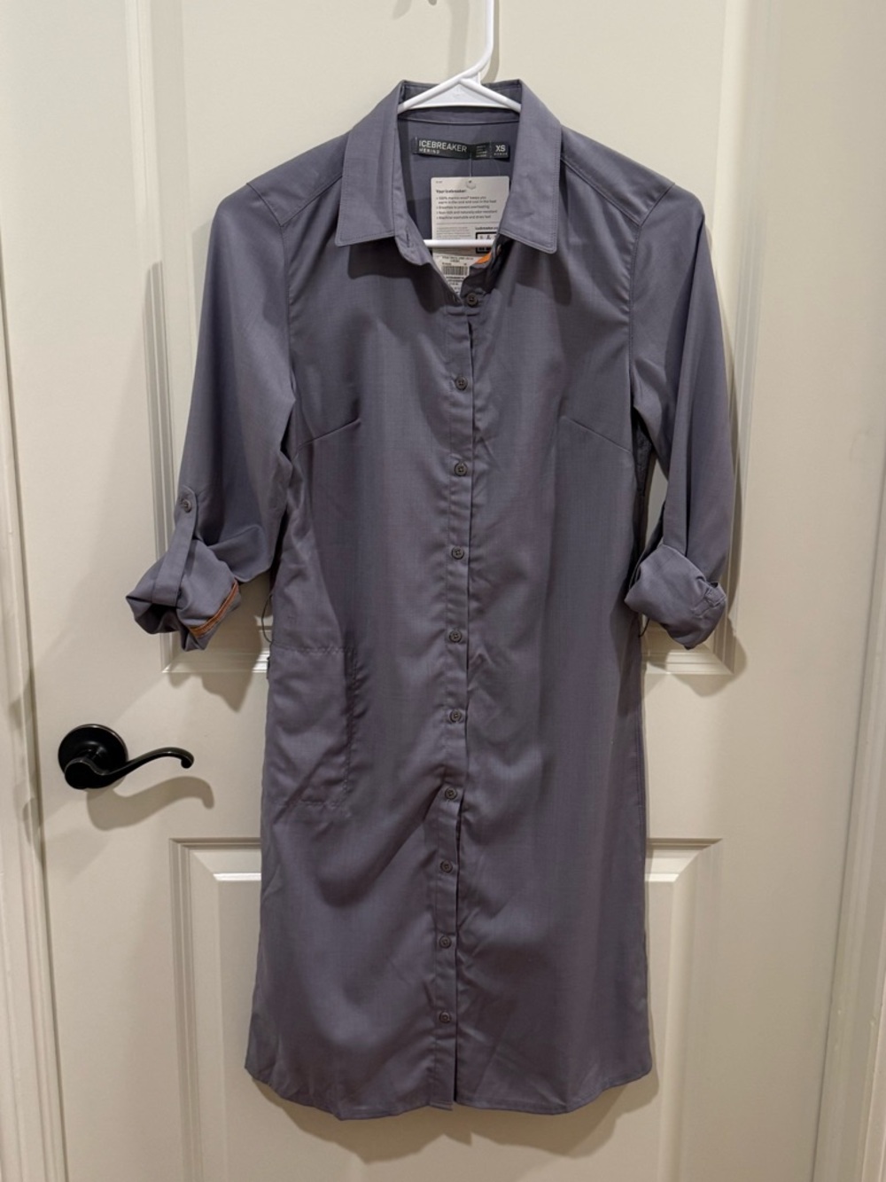 Icebreaker Destiny Shirt Dress 100% Wool Size XS NWT Gray Grey